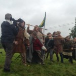 Filming Setanta's Challenge on location : warriors reenact battle scene